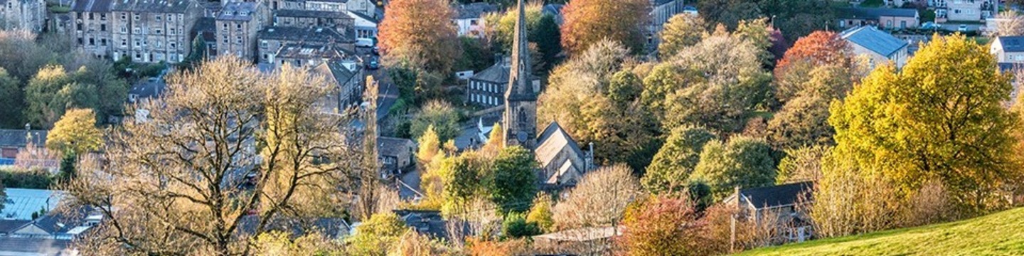 View of houses and trees in Calderdale