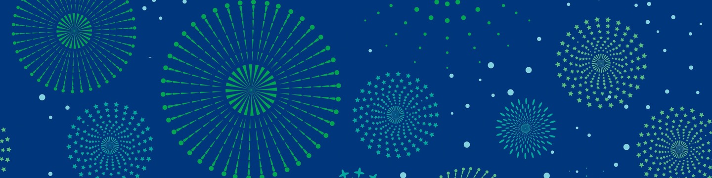 Illustration of blue sunburst pattern on a blue background